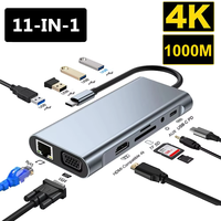 11-in-1 4K USB C 3.0 HUB Type C to HDMI-compatible USB 3.0 Adapter Type C HUB Dock PD 87W USB C Splitter for MacBook Pro Air