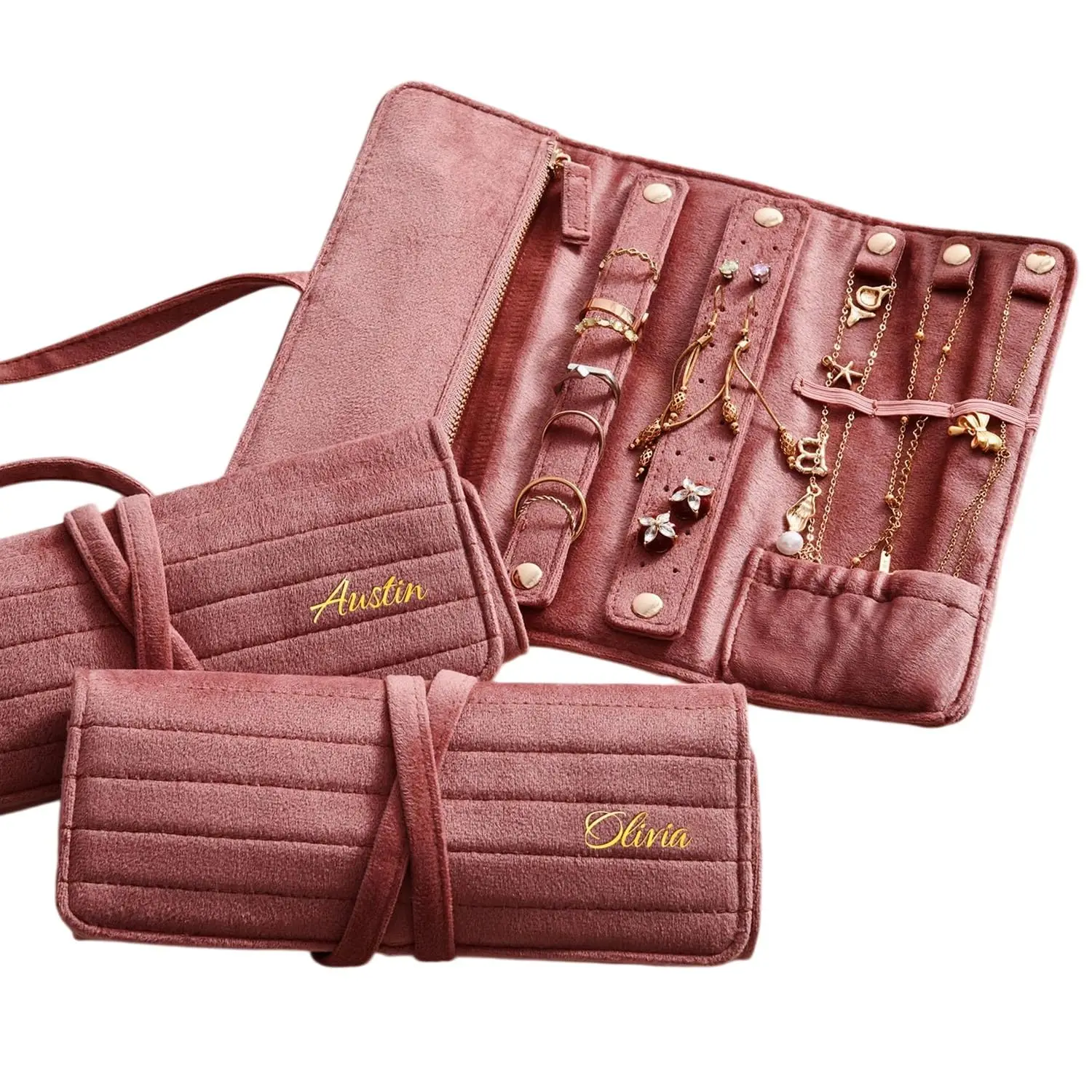 Velvet Jewelry Organizer Delicate Multi Compartment Jewelry Bag Travel Jewelry Organizer Multi Compartment For Necklaces Rings