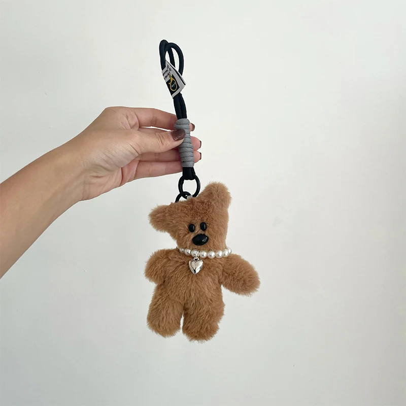 Kawaii Little Bear Plush Keychain Cute Soft Stuffed Bear Doll Pendant For Girls Bag Decoration Cute Backpack Ornament