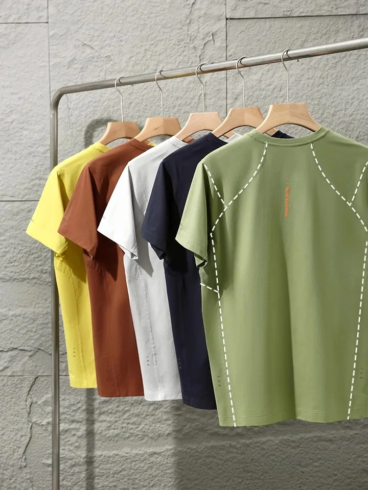Ultra-Thin Thread Laser-Pierced Armpit Men's Short-Sleeve T-Shirt Lightweight Breathable Couple Training Top Summer Fashion