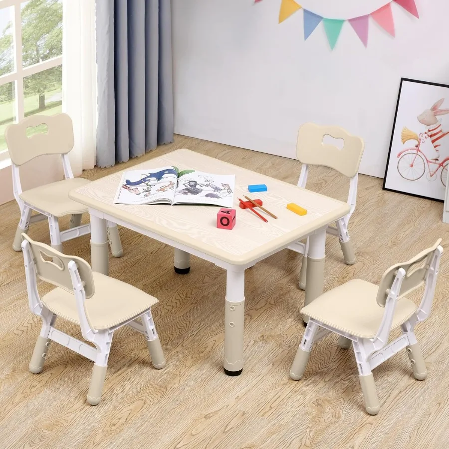 Set di sedie da tavolo regolabili per età 38 31,5x23,6 Tavolo da attività EasyClean con finitura durevole in legno naturale incontra ASTM CPSC Safe