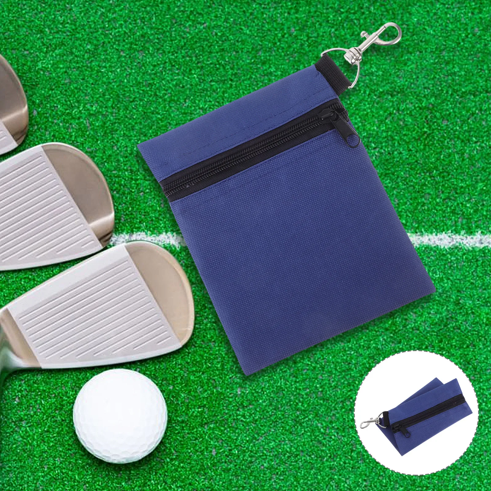 

2Pcs Golf Tee Pouch Nylon Zipper Closure Rotating Lobster Claw Clip Portable Golf Accessories Bag Organizer Case for Men Women