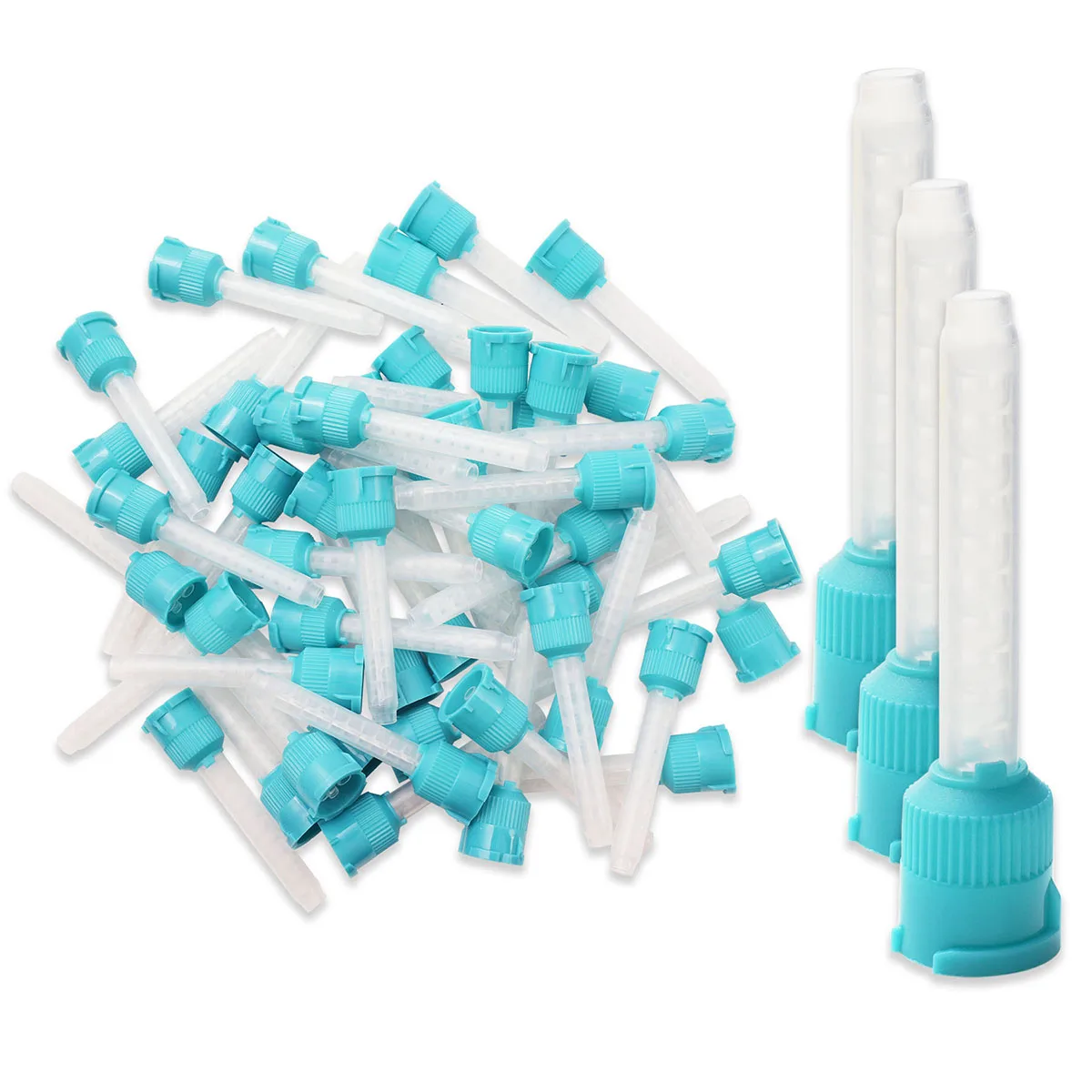 50pc Dental Mixing Tips 1:1 Disposable Dental Tip For Impression Material Nozzle Silicone Rubber Lab Conveying Mixing Head Tube