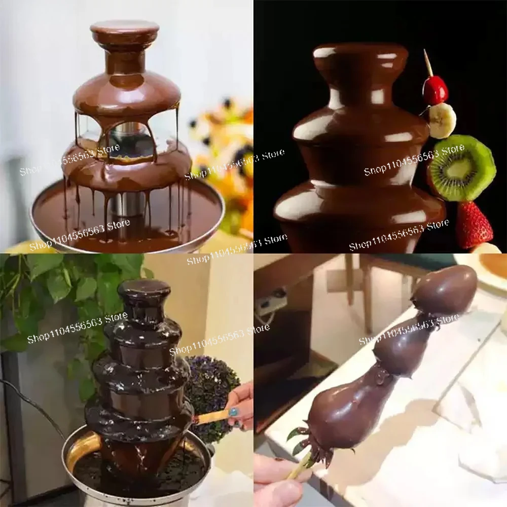 XEOLEO ماكينة صنع نافورة الشوكولاتة الكهربائية 3 طبقات نافورة الشوكولاتة آلة الشلال ذوبان الاحترار آلة الشوكولاته