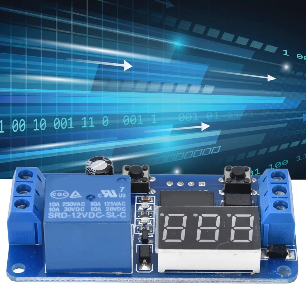 12V 12V Time Control Switch 0-999S High-level Trigger Timer Relay Module Power-off Memory with LED Display Timer Switch Module