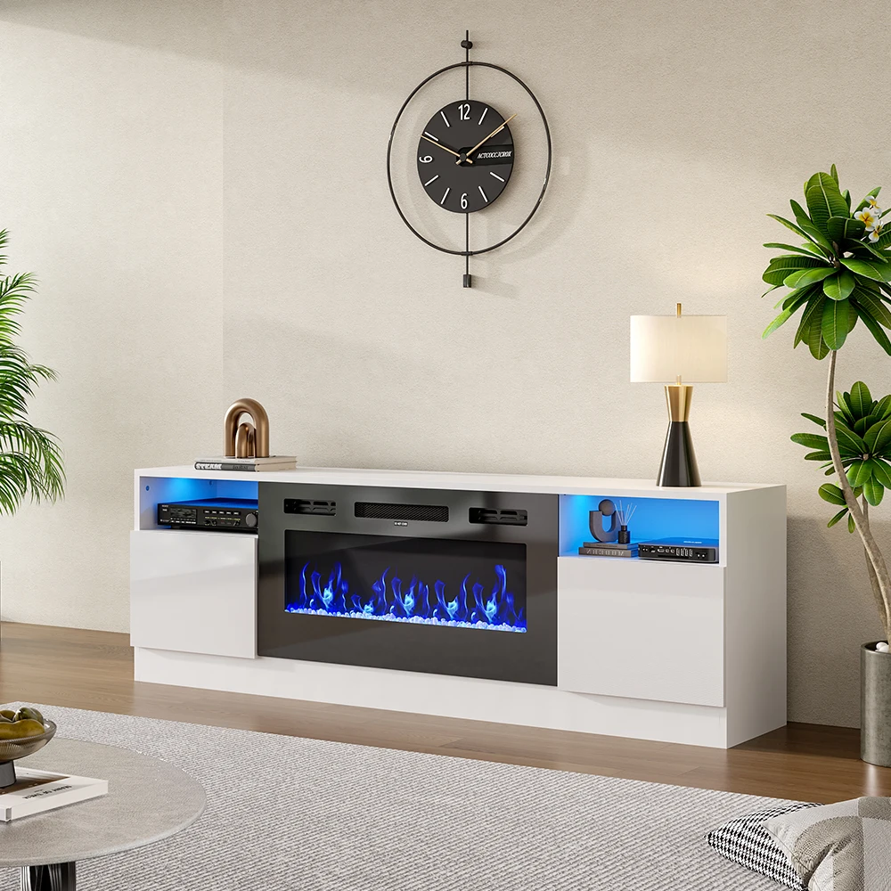 【Breeins】Recessed Electric Fireplace TV Stand with Closed Storage Home Decoration With Remote Modern
