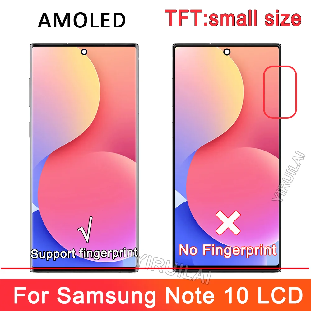 Testato Nota 10 Schermo con Cornice Per Samsung Note10 N970F N970U N970W Display LCD Touch Screen Digitizer Assembly di Ricambio