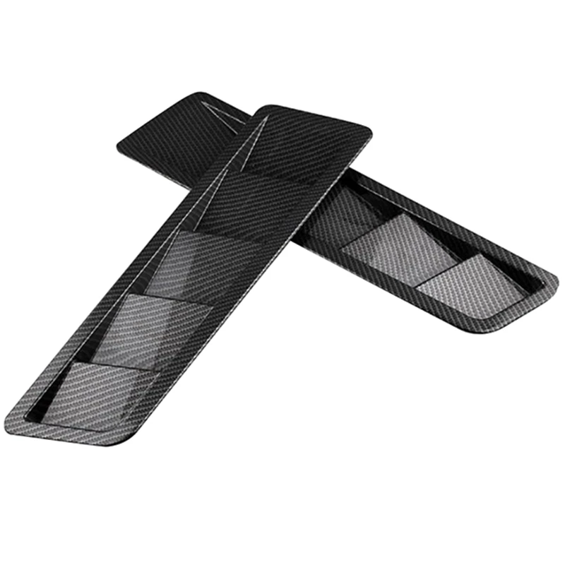 2Pcs Universal Carbon Fiber Style Hood Vents For Mustang Air Flow Intake Hood Self-Adhesive Louver Window Cooling Panel