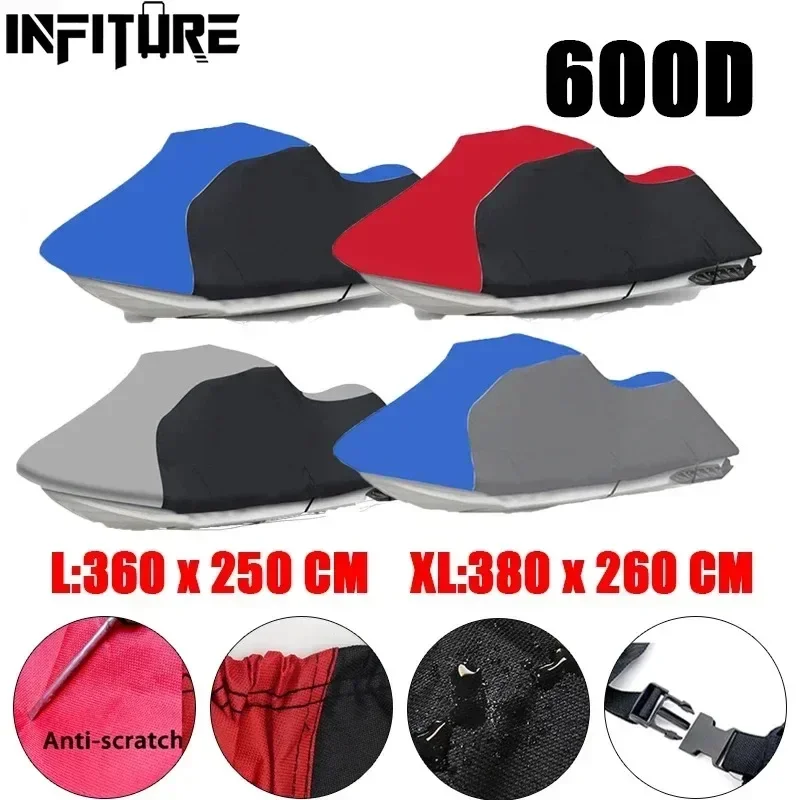 600D Waterproof Motor Boat Cover Jet Ski Boat Breathable Watercraft Trailerable Cover PU Coated Oxford Polyester