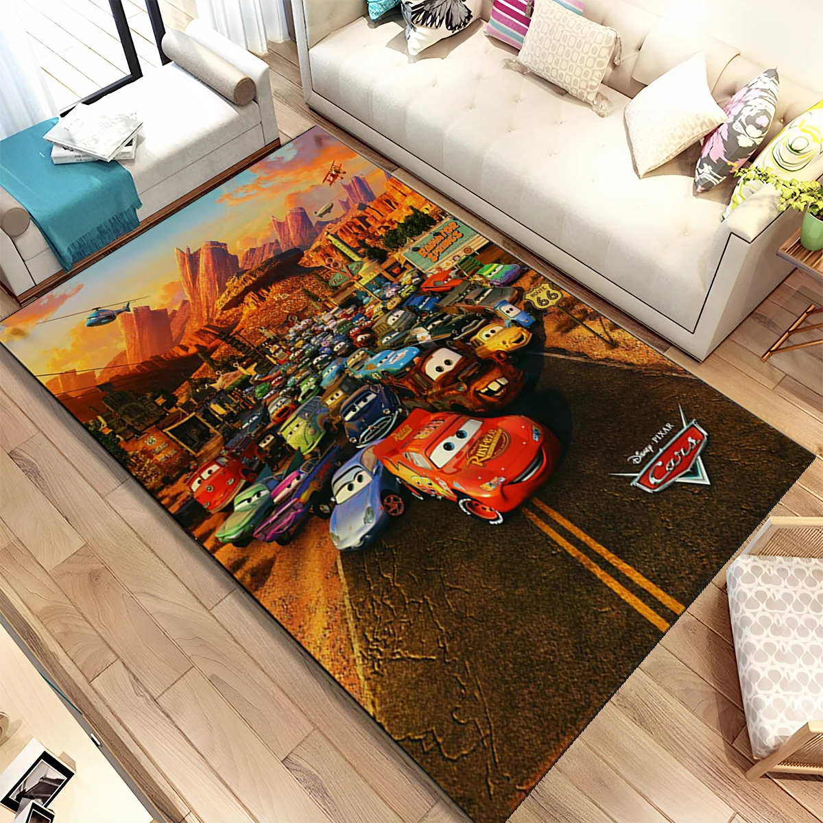 

Lightning McQueen Cars Cartoon Racing Carpet Rug for Home Living Room Bedroom Sofa Doormat Decor,kid Area Rug Non-slip Floor Mat