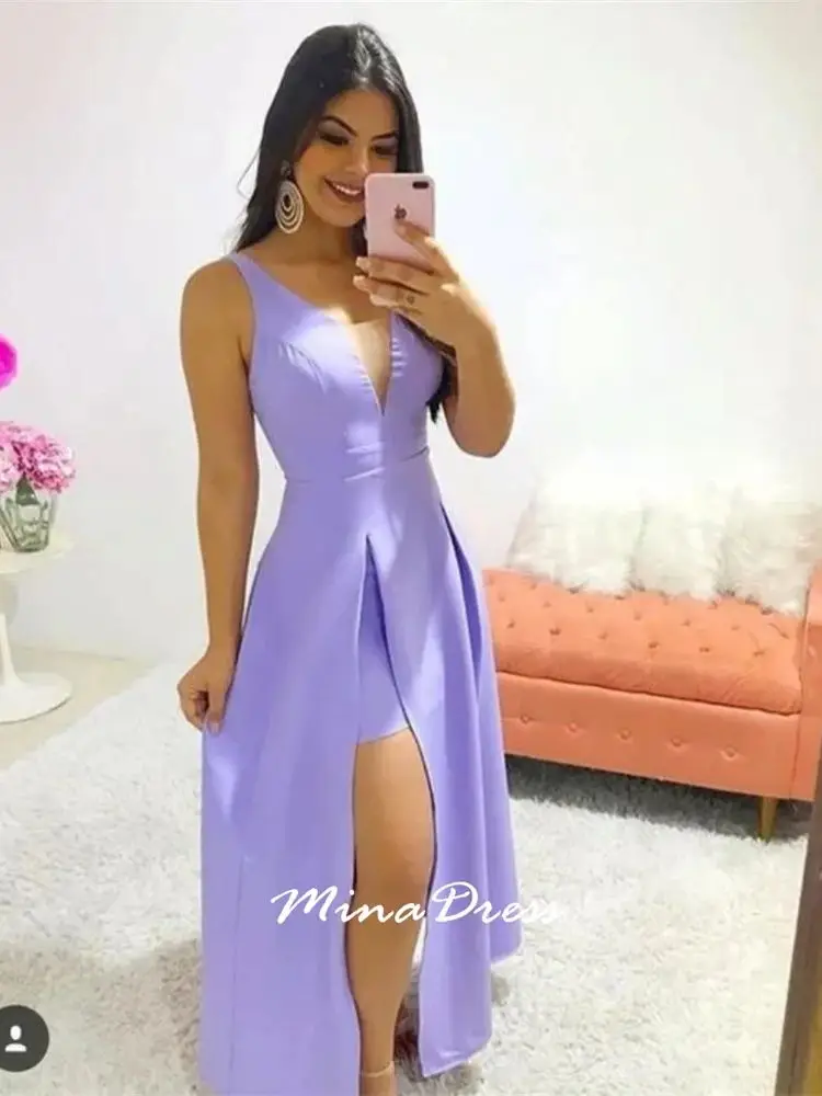 Mina Slit Elegante feestjurken Dames Aangepaste brede schouderband Galajurk Mouwloos Nieuw in Jurken voor speciale gelegenheden