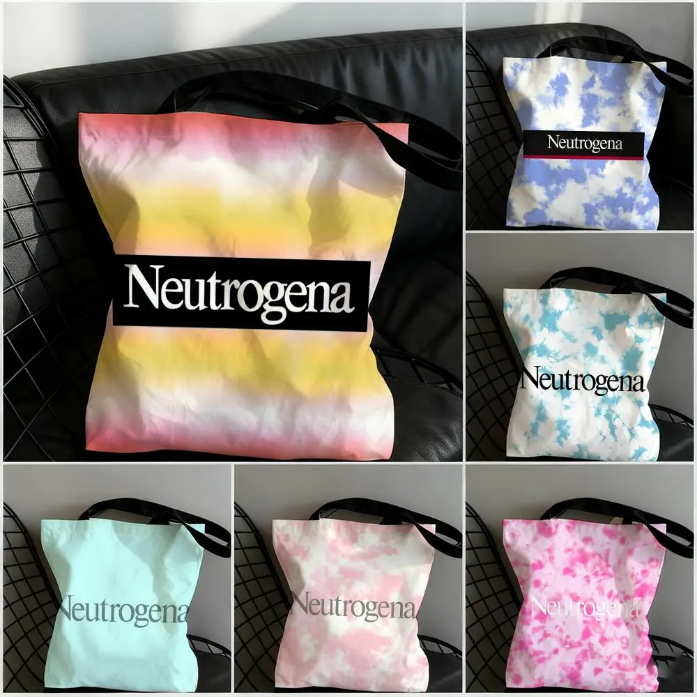 Bolsas de almacenamiento de la marca de maquillaje N-Neutrogena, bolsa de lona de gran capacidad para estudiantes mujeres para guardar libros, bolso de mano para mamá