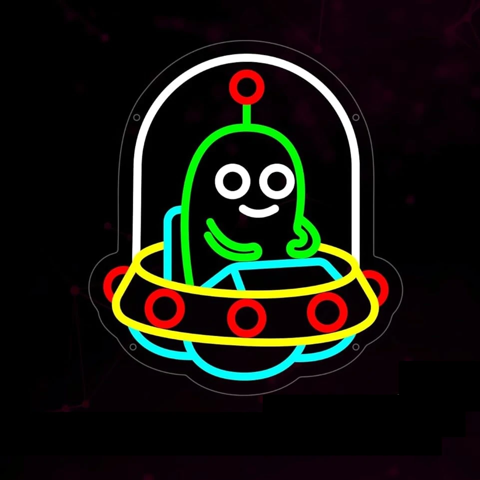 UFO النيون لتزيين الحائط عكس الضوء أنيمي لطيف الغريبة LED ضوء النيون لغرفة النوم لعبة غرفة رجل الكهف بار ديكور USB عكس الضوء