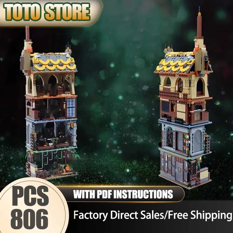 

Moc Building Bricks 4-in-1 Magic Tower Model Building Technology Modular Popular HP Movie Model Block DIY Toy Holiday Gifts