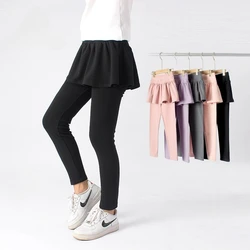 New Girls Leggings Cotton Ruffle Skirt Pants Toddler Warm Stretchy Legging With Skirt Kids Footless Tights School Uniform Pants