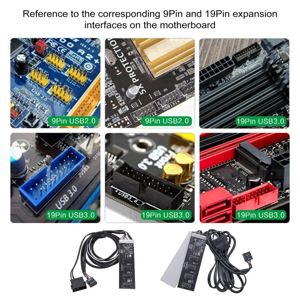 Efficient File Transfer Adapter Usb Connector Splitter High-speed Usb 2.0 Hub Adapter with 9-pin Connector for Motherboard