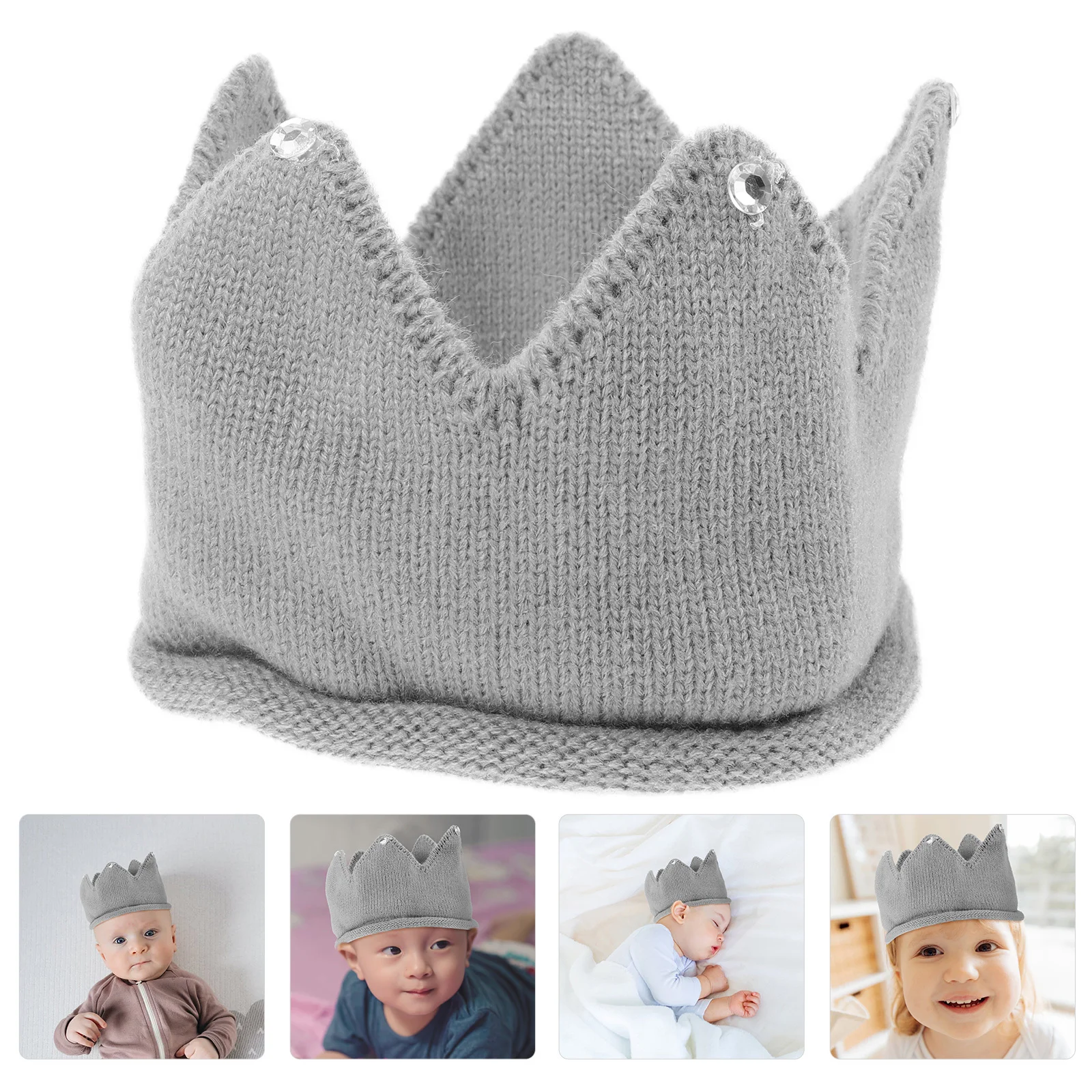 Cappello a corona per bambino Cappello a corona di compleanno lavorato a maglia per bambini Festa per bambini Materiali decorativi leggeri e sicuri Design elegante