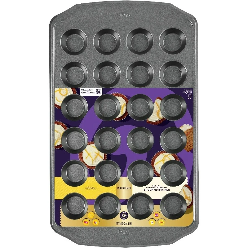 Premium Non-Stick 24-Cup Mini Muffin and Cupcake Pan 17.7 x 10.7 x 0.8 in