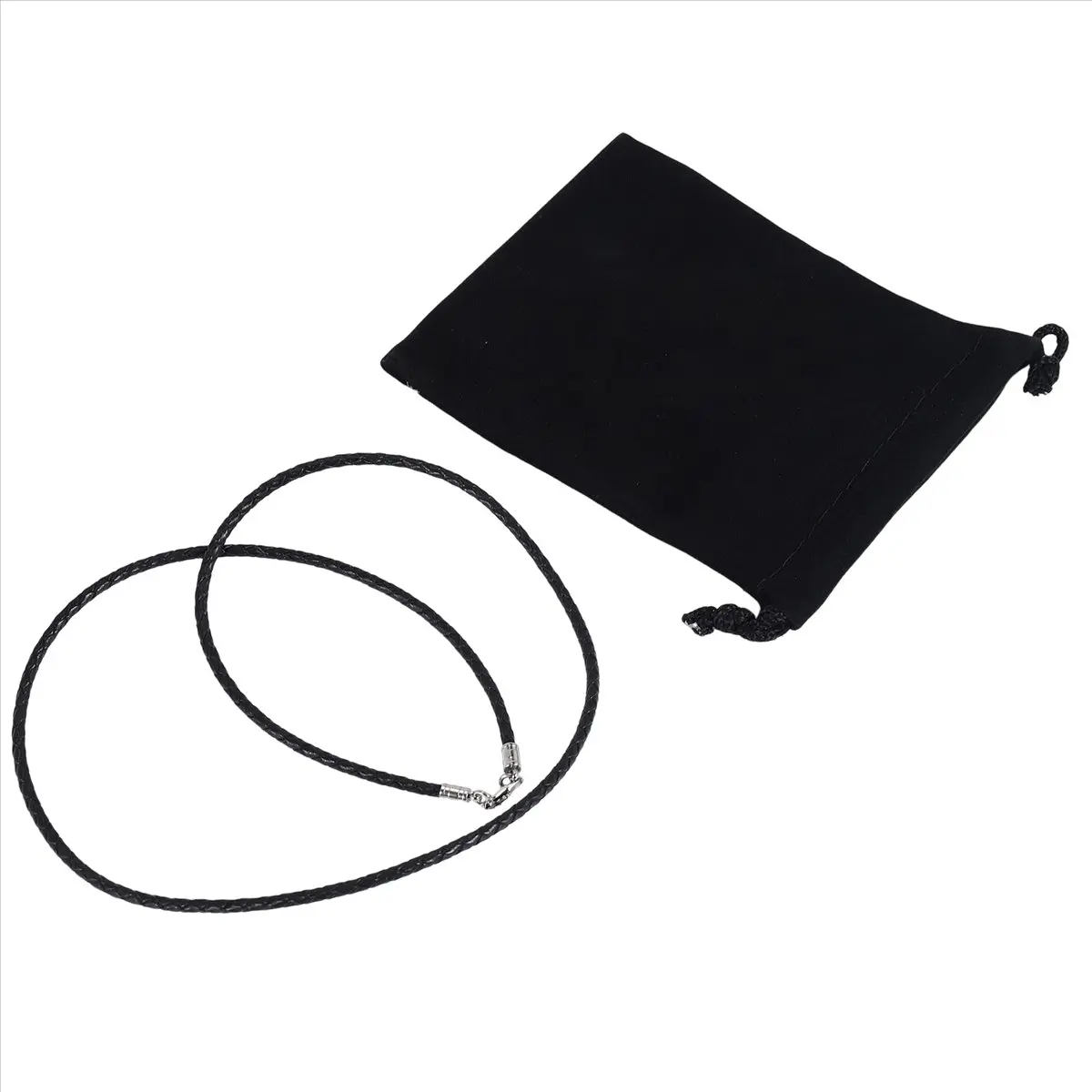 *N21R Jewelry Men's Necklace - 3mm Cord - Leather - Stainless Steel - for Men - Color Black Silver - With Gift Bag - 60cm