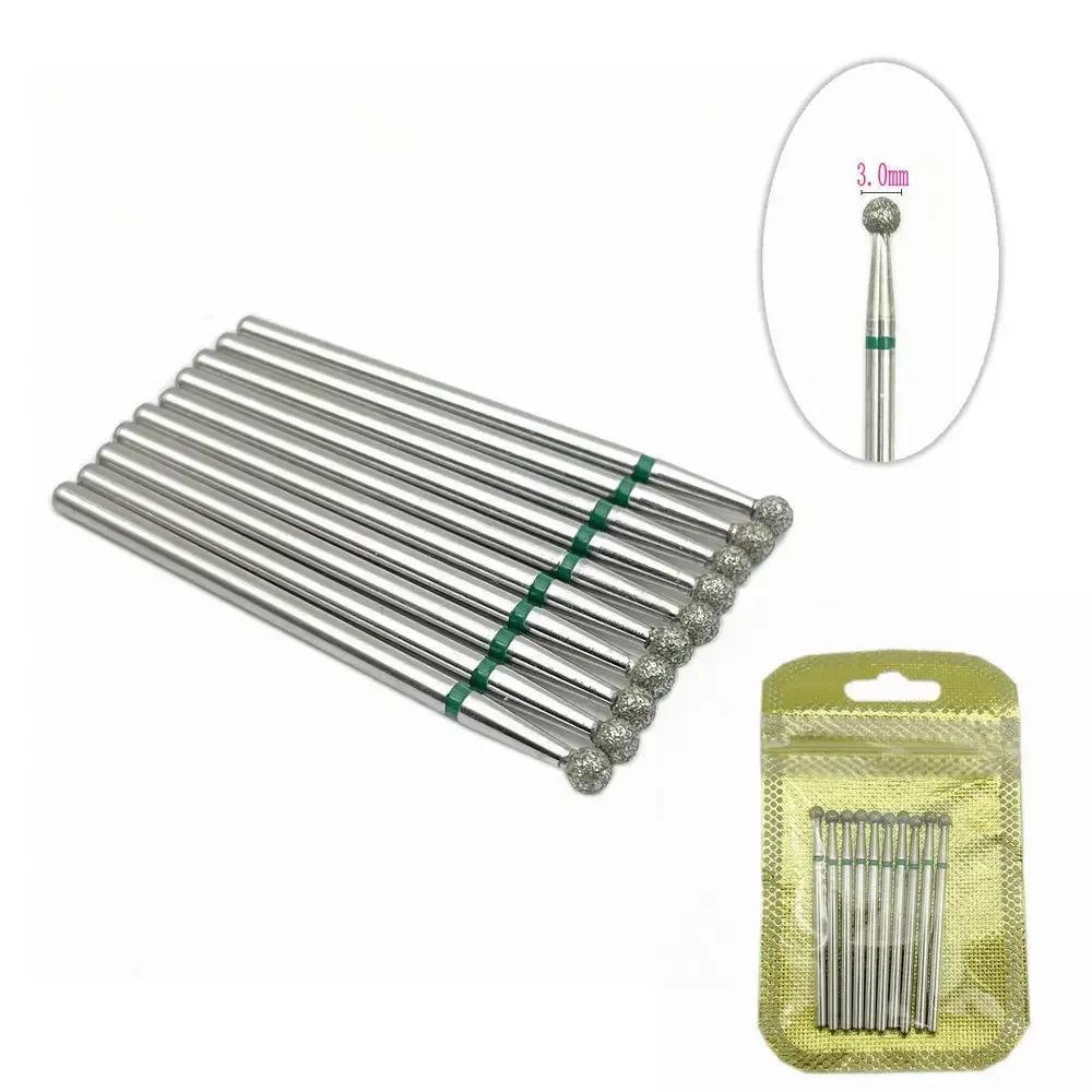 10pcs D Series Ball Shape Nail Diamond Drill Bit For Electric Manicure Machine Accessories  Mills Cutter Ce Passed