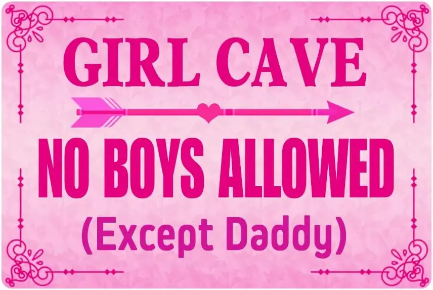 Funny Metal Tin Sign Girl Cave No Boys Allowed Bar Daughter Pink For Teen Girls Home Bedroom Door Or Wall Decor Sign 12x8 I sign