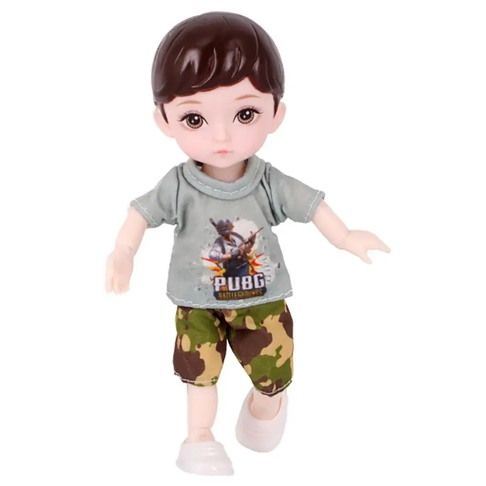 13 Gelenkpuppen, 16 cm, BJD, kleiner Junge, bewegliches Gelenk, 3D-simulierte Augen, BJD mit Kleidung, niedliche blaue gelbe Augen, Scharnier, Geschenk
