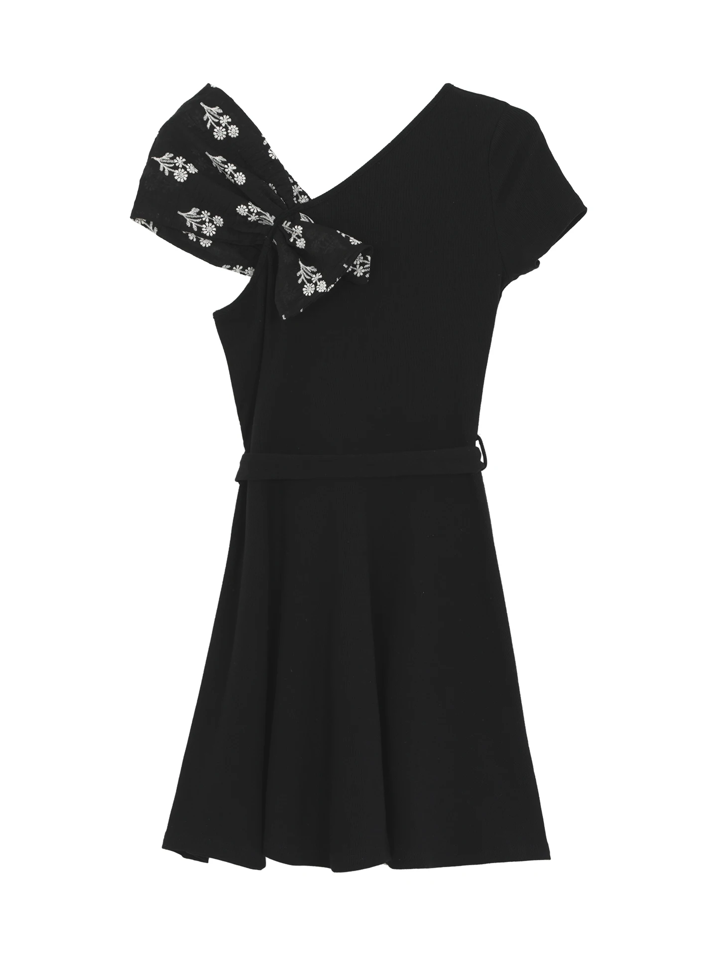 Ele Bla Summer Dr Damen Faionable Waist-Cut Rock High Waist ort Sve Round Ne H-Sle Cotton Blend Dr