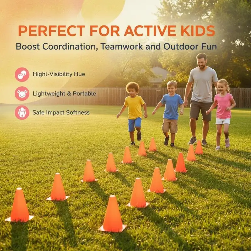 10PCS 18CM PE Agility Training Cones Heavy Duty Marker Cones for Coaches Football Soccer Fitness Training Drills
