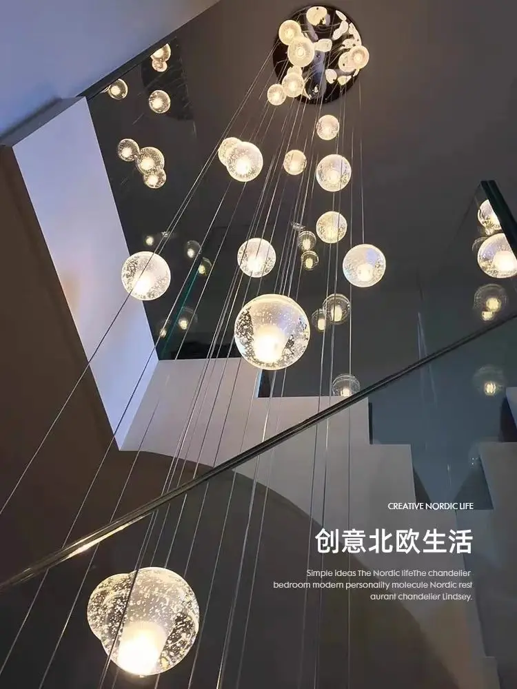 

Spiral Staircase Living Room Chandeliers Crystal Ball Led Ceiling Light Lustre Chandelier Modern 2023 Decoration Bedroom Dining