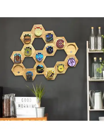 1-10 pezzi espositore per medaglie in legno esagonale a nido d'ape combinazione porta medaglie Honor Display commemorativo decorazione della parete di casa