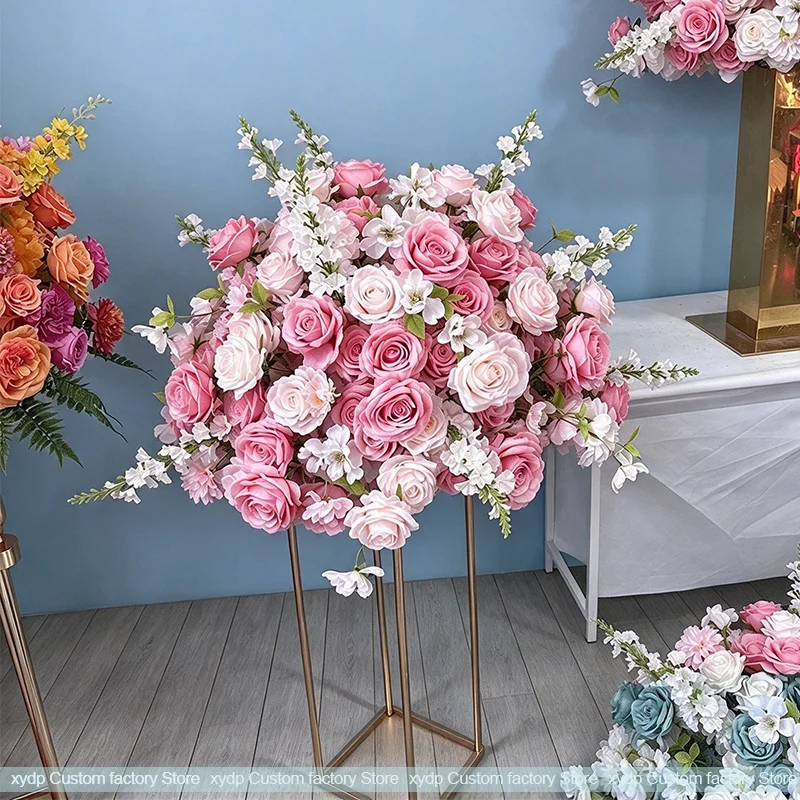 Grüne und weiße künstliche Rosen, Calla-Lilien, Amaranthus-Gras, Blumen-Mittelstück, Blumenball für Hochzeitsbogen, Hintergrund, Party-Dekoration ﻿ – Detail 5