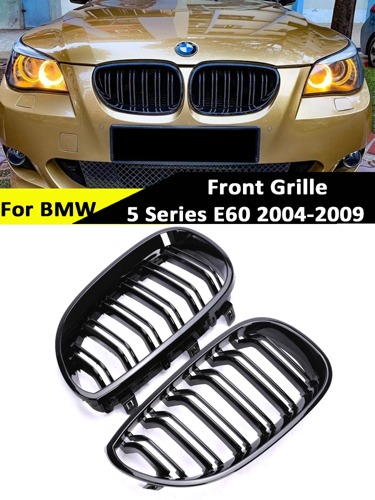 

Gloss Black Racing Grills Upper Front Kidney Air Center Grille Carbon Fiber for BMW 5 Series E60 E61 2004-2009 Exterior Parts