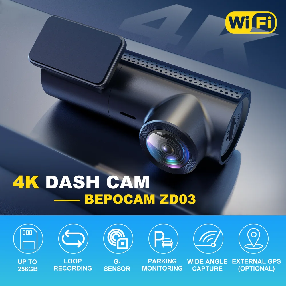 Dash Cam 3 Canali LINGDU V630 4K+1080P+1080P | WiFi6 GPS Con Scheda 64GB | Visione Notturna IR