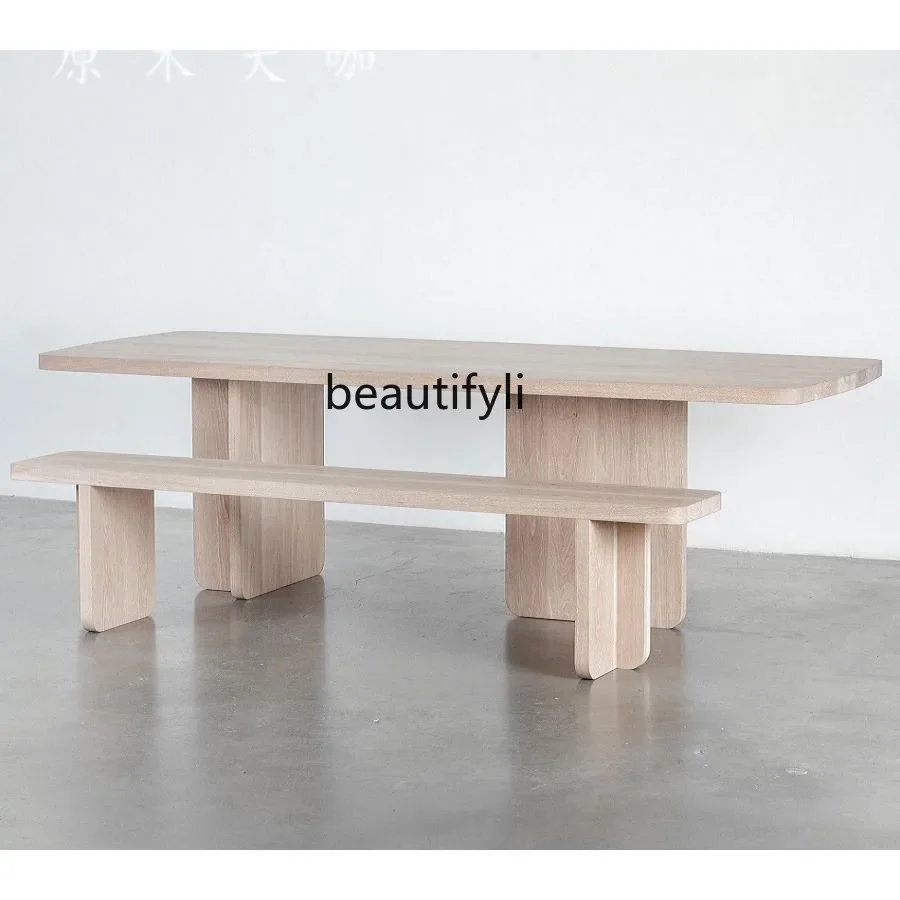 

A57 Nordic wabi-sabi wind all solid wood dining table household log desk creative strip conference table