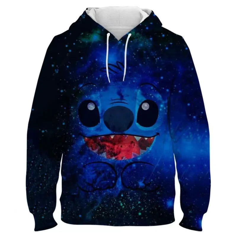 2024 New Disney Co-branded Stitch Cute Cartoon Printed Sweatshirt Spring and Autumn Thin Jacket Hooded Sweatshirt Trendy