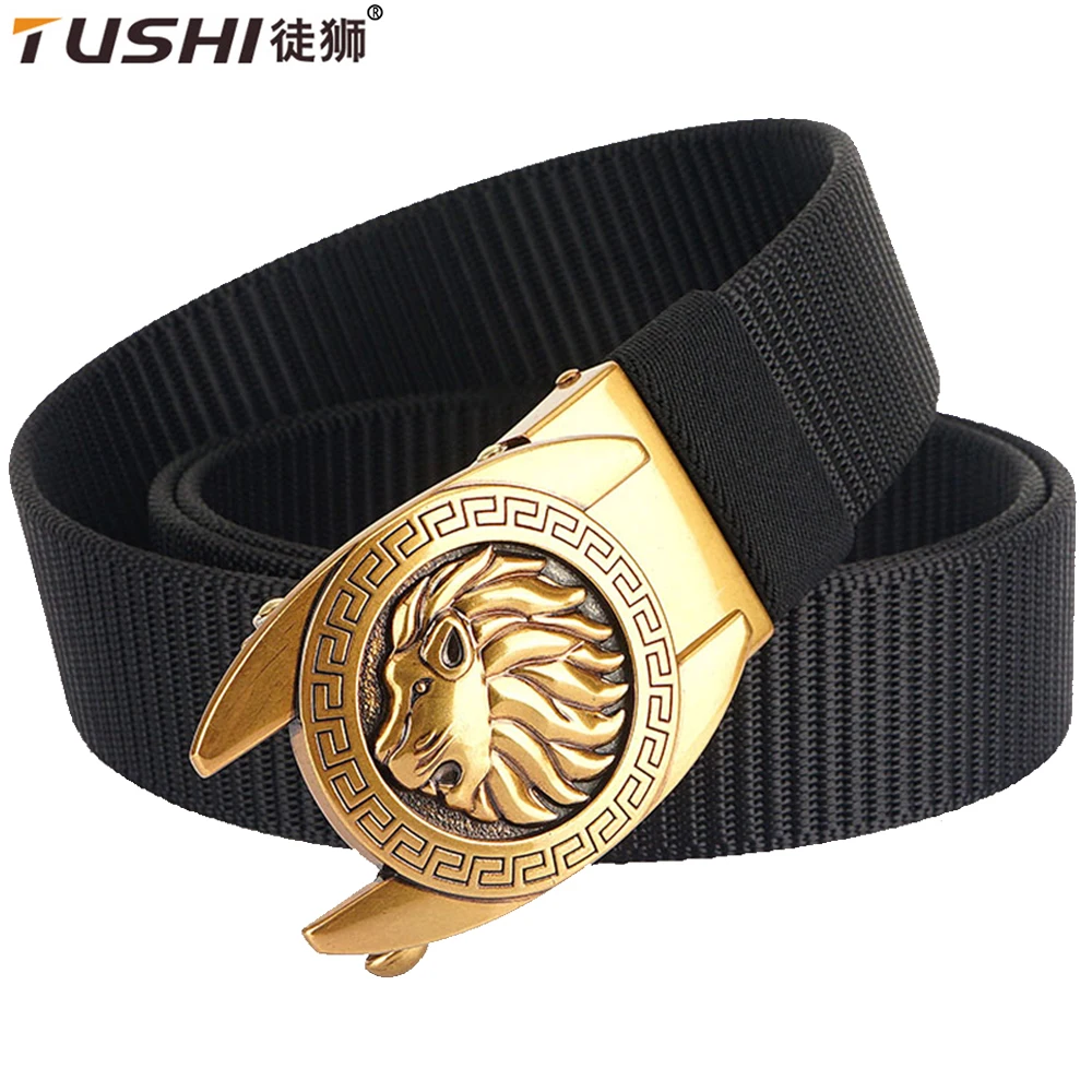 TUSHI Tactical Belt for Men Automatic Buckle Quick Release Military Belt Casual Nylon Tooling Training Belt Men's Trousers Belt