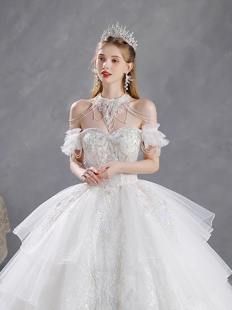 Luxury Dress 2024 High Quality Brides Wedding Dresses Sweetheart Shiny Ball Gown Luxury Lace Customize For Civil Wedding