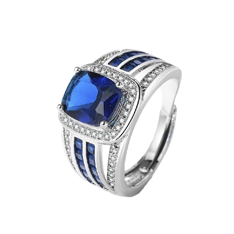 HuiSept Trendy Men Ring 925 Silver Jewelry with Sapphire Zircon Accessories for Wedding Engagement Party Promise Gift Wholesale image 6