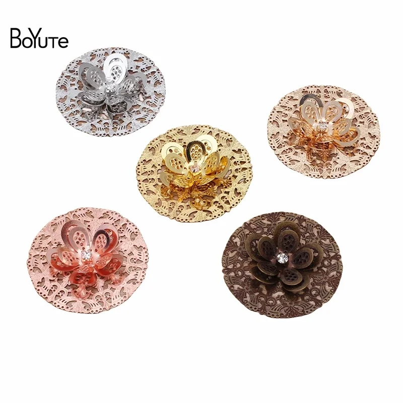 

BoYuTe (10 Pieces/Lot) 35MM Metal Brass Filigree Flower Materials Handmade Diy Jewelry Accessories