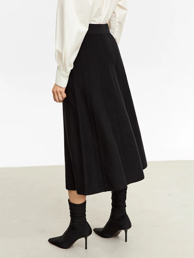 AMII Minimalist New 2023 Winter Skirts For Women Simple Commuter A-line Wool High Elastic Solid Loose Skirt Female 12354053