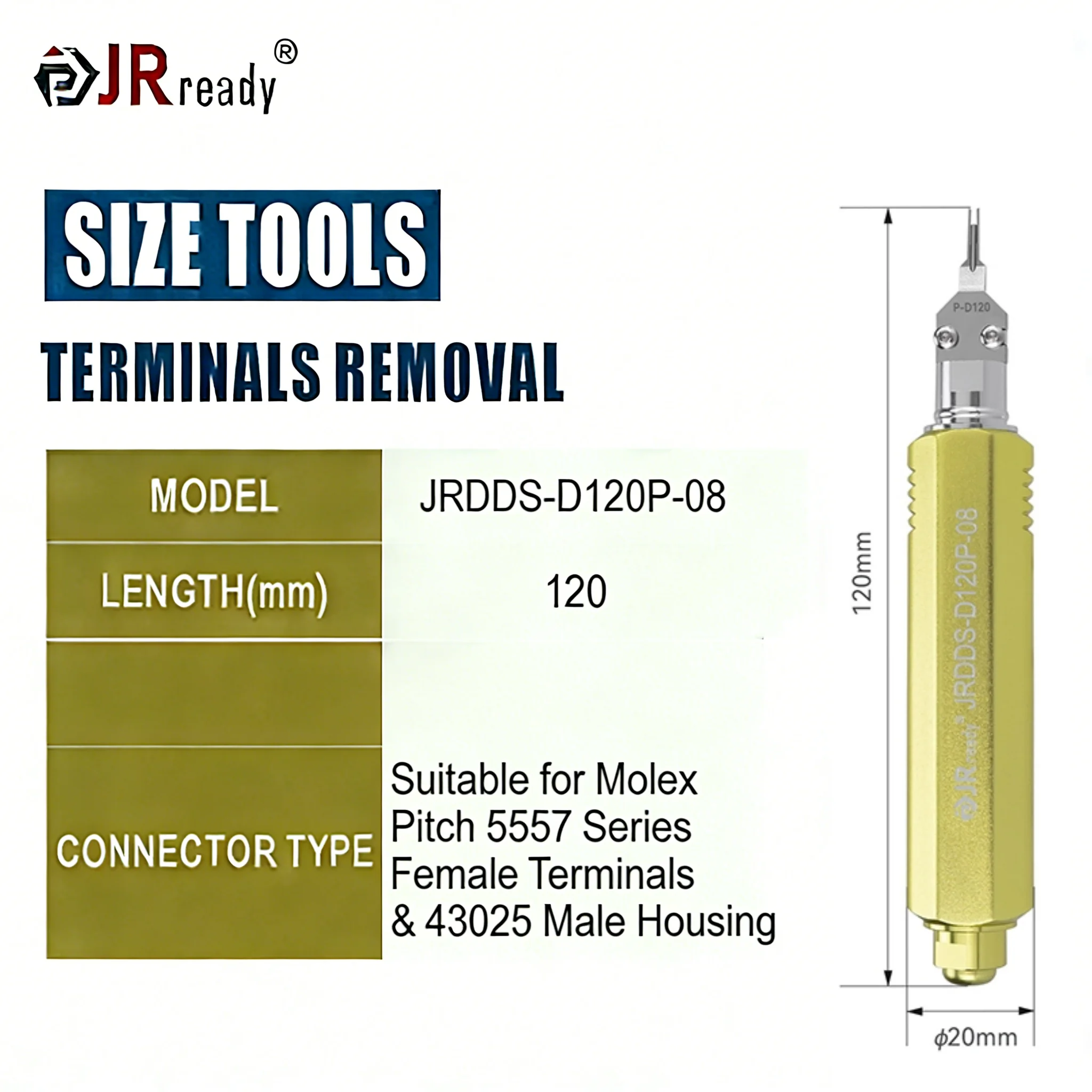 ​​JRready JRDDS Dual-Pin Terminal Extraction Tool​ Suitable for Molex MX3.0mm Pitch 5557 Series Female & Male Terminals