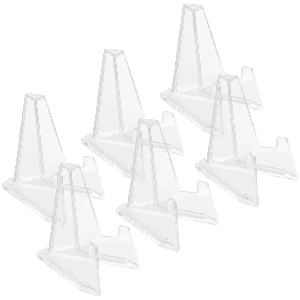

6 Pcs Transparent Storage Rack Clear Badge Display Stands Easel for Lightweight Plastic Holder Holders Acrylic