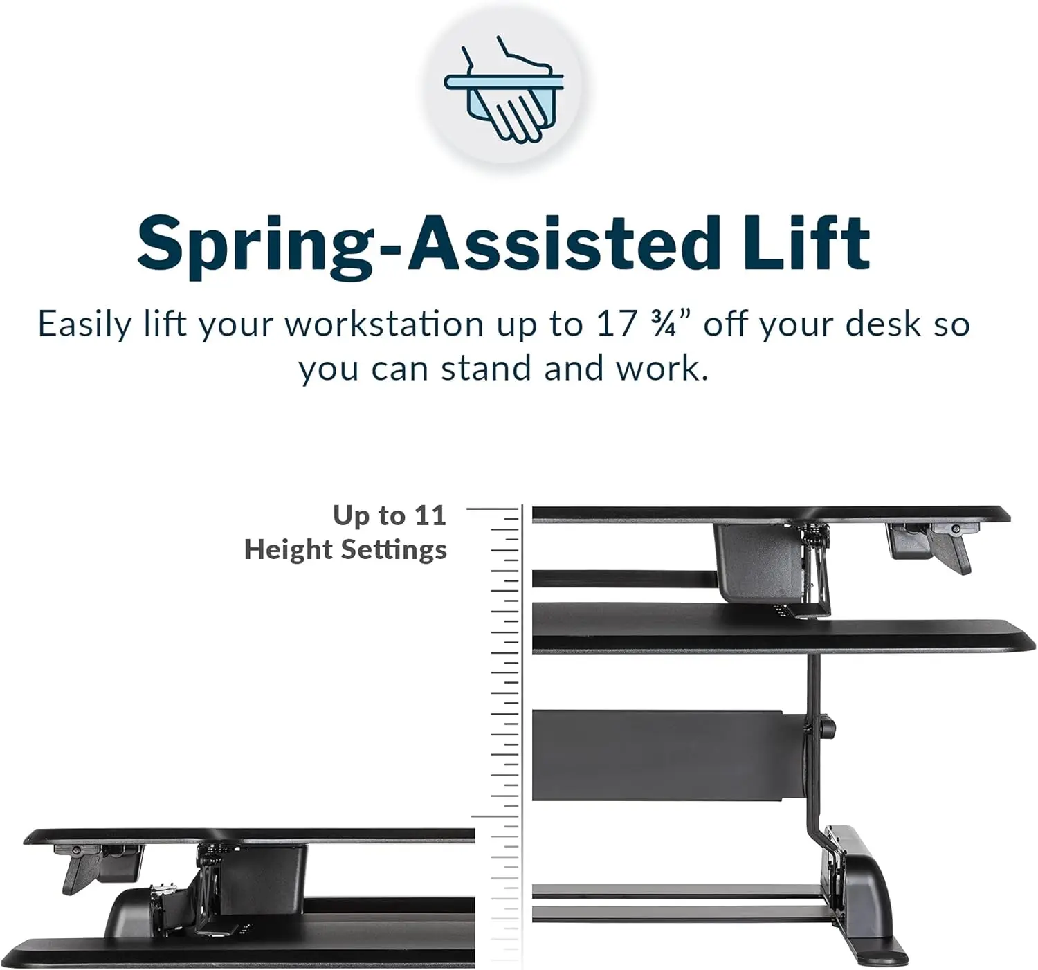 VariDesk Essential 30 - Two-Tier Standing Desk Converter for Home Office - Adjustable Sit Stand Desk with 11 Height Setti