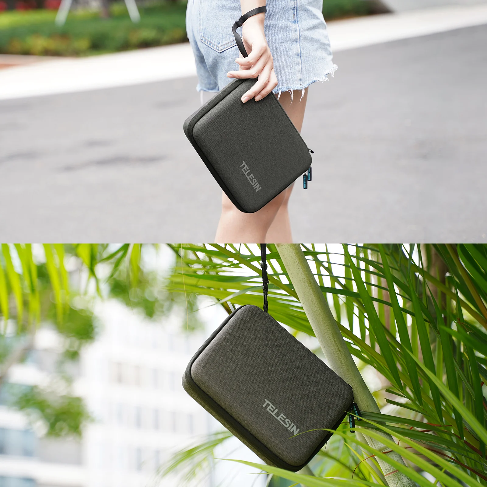 TELESIN DIY Carry Handbag Case Travel Storage Protect Bag for GoPro Hero 13 12 11 10 9 SJCAM DJI OSMO Action 3 4 5 Camera Box