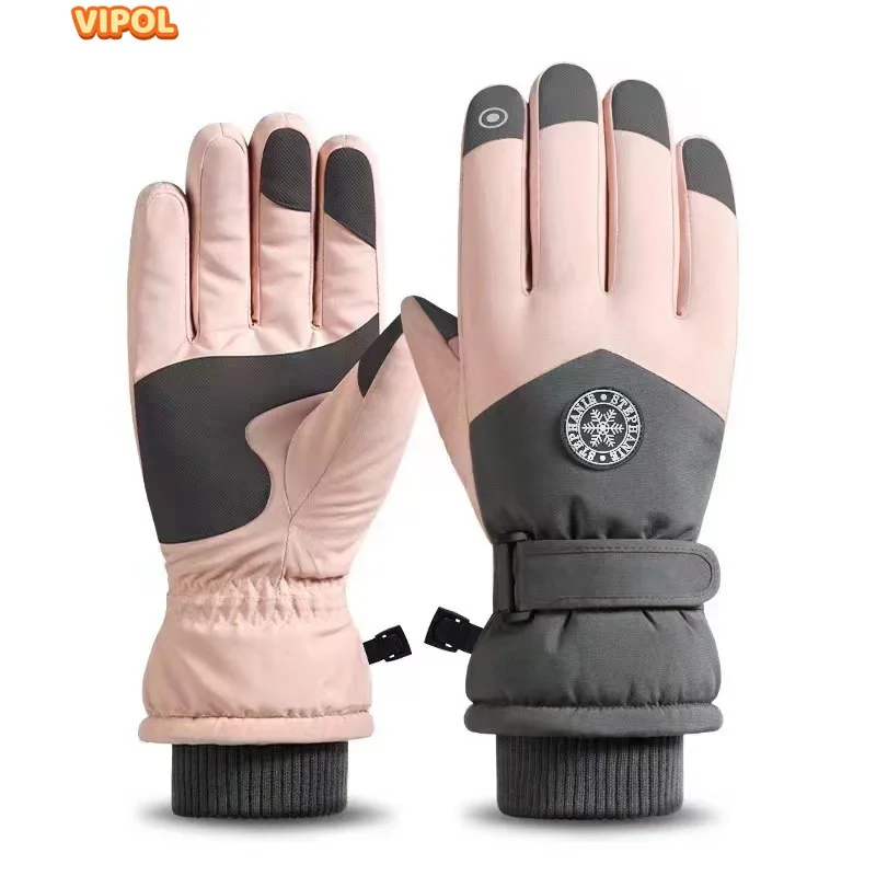 

Winter skiing men and women riding motorcycles waterproof touch screen non-slip plus velvet windproof outdoor warm gloves.