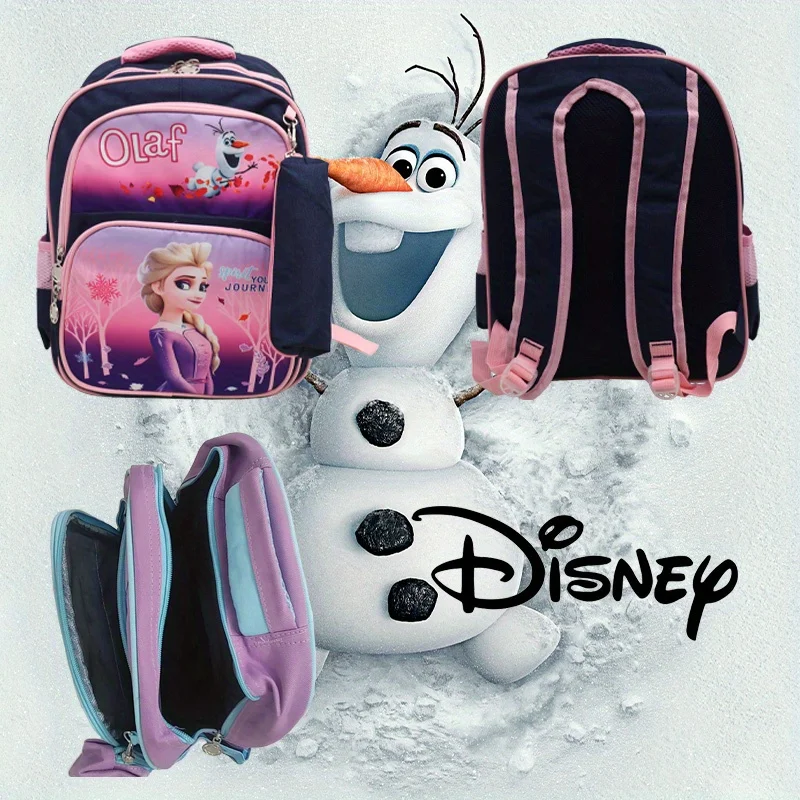 1pc Frozen Elsa Snow Treasure Cartoon Printed Backpack, lightweight and large capacity backpack with pen case included