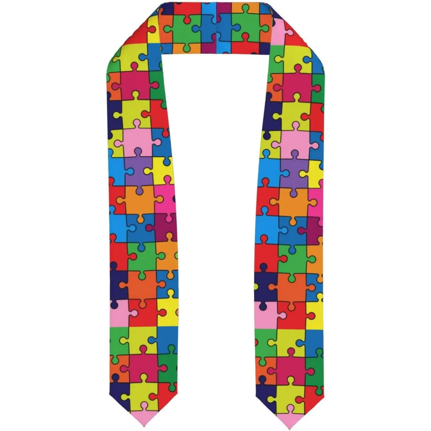 Colorful Autism Awareness Month Graduation Shawl Stole Scarf Sash for Men Women Print One Size