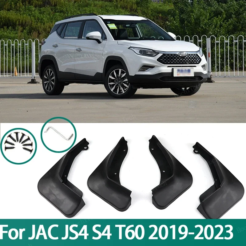 4x Car Molded Mud Flaps Splash Guards Mudguards Front Rear Styling For JAC JS4 Refine S4 T60 Sei 4 iEVS4 Sehol X4 2019-2023