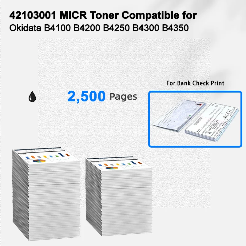 IBEST Compatible MICR Toner Cartridge Okidata B4100 B4200 B4250 B4300 Compatible for Okidata 42103001 for Bank Check Printing