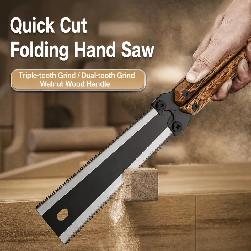 Double‑sided Folding Butterfly Hand Saw Fine‑tooth Precise Cutting Tool for Outdoor Camping Woodworking Projects Portable Manual